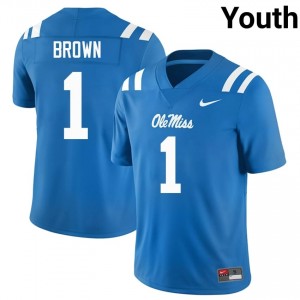 Miss Rebels Elite A.J. Brown Powder Blue #1 Youth College Football Jersey - High-End Performance 54128087