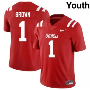 Red #1 Ole Miss A.J. Brown Youth Game-Ready High School Football Jersey - Premium Quality 78265344