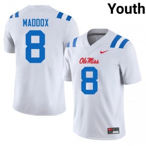 AJ Maddox #8 White Championship-Caliber Miss Rebels Youth College Embroidery Football Jersey - Pro-Grade 14514302