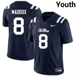 AJ Maddox Pro-Level Navy #8 Ole Miss Rebels Youth NCAA Football Jersey - Top-Tier Gear 93942885