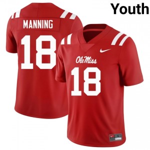Red #18 Miss Rebels Archie Manning Youth Game-Ready College Football Jersey - Premium Quality 94973732