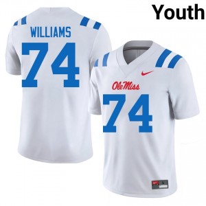 Ben Williams #74 White Championship-Caliber Ole Miss Rebels Youth NCAA Embroidery Football Jersey - Pro-Grade 86874883