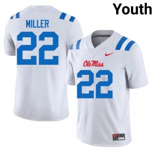 Cameron Miller #22 White Championship-Caliber Miss Rebels Youth College Embroidery Football Jersey - Pro-Grade 50225053
