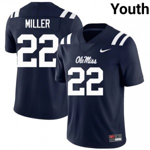 Cameron Miller Pro-Level Navy #22 Ole Miss Rebels Youth NCAA Football Jersey - Top-Tier Gear 41226516