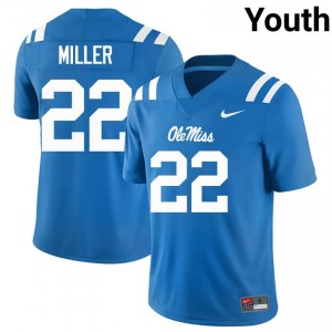 UM Rebels Elite Cameron Miller Powder Blue #22 Youth University Football Jersey - High-End Performance 19394162