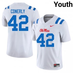 Charlie Conerly #42 White Championship-Caliber Miss Rebels Youth College Embroidery Football Jersey - Pro-Grade 97174977