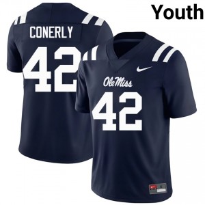 Charlie Conerly Pro-Level Navy #42 Ole Miss Rebels Youth NCAA Football Jersey - Top-Tier Gear 34071642