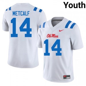 DK Metcalf #14 White Championship-Caliber UM Rebels Youth University Embroidery Football Jersey - Pro-Grade 93477844