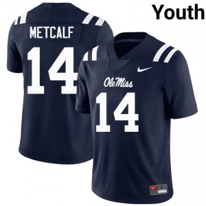 DK Metcalf Pro-Level Navy #14 Ole Miss Youth High School Football Jersey - Top-Tier Gear 70700304