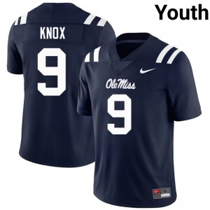Dawson Knox Pro-Level Navy #9 UM Rebels Youth University Football Jersey - Top-Tier Gear 88775105