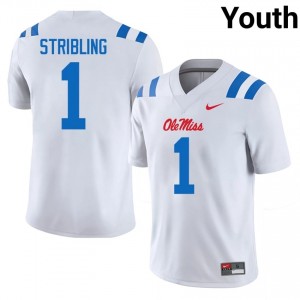 De'Zhaun Stribling #1 White Championship-Caliber Ole Miss Youth High School Embroidery Football Jersey - Pro-Grade 13881670