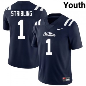 De'Zhaun Stribling Pro-Level Navy #1 Miss Rebels Youth College Football Jersey - Top-Tier Gear 87420846