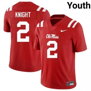 Red #2 Ole Miss Rebels Deuce Knight Youth Game-Ready NCAA Football Jersey - Premium Quality 16285603