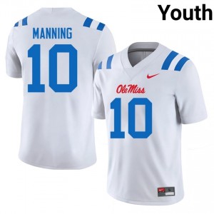 Eli Manning #10 White Championship-Caliber Ole Miss Youth High School Embroidery Football Jersey - Pro-Grade 25216047