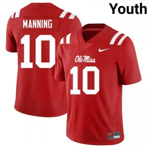 Red #10 Ole Miss Rebels Eli Manning Youth Game-Ready NCAA Football Jersey - Premium Quality 14478747