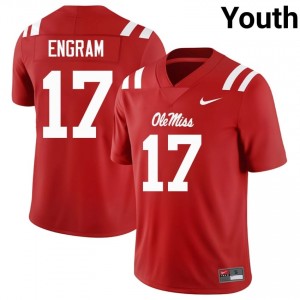 Red #17 UM Rebels Evan Engram Youth Game-Ready University Football Jersey - Premium Quality 85738364