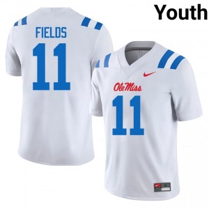 Horatio Fields #11 White Championship-Caliber Ole Miss Rebels Youth NCAA Embroidery Football Jersey - Pro-Grade 57529038