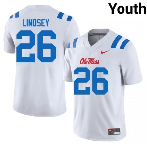 JT Lindsey #26 White Championship-Caliber Rebels Youth Player Embroidery Football Jersey - Pro-Grade 55155059