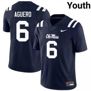 Joenel Aguero Pro-Level Navy #6 Ole Miss Rebels Youth NCAA Football Jersey - Top-Tier Gear 26612724