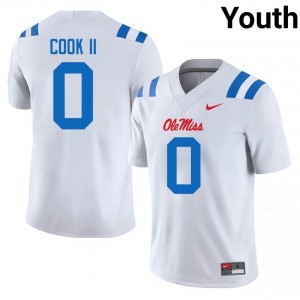 Johntay Cook II #0 White Championship-Caliber UM Rebels Youth University Embroidery Football Jersey - Pro-Grade 57322483