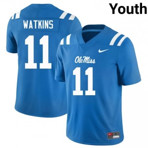 UM Rebels Elite Jordan Watkins Powder Blue #11 Youth University Football Jersey - High-End Performance 81834360