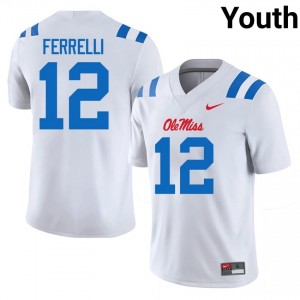 Luke Ferrelli #12 White Championship-Caliber Rebels Youth Player Embroidery Football Jersey - Pro-Grade 49668318