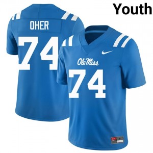 Rebels Elite Michael Oher Powder Blue #74 Youth Player Football Jersey - High-End Performance 23381198