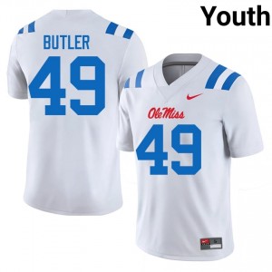Tah'j Butler #49 White Championship-Caliber Ole Miss Youth High School Embroidery Football Jersey - Pro-Grade 97762828