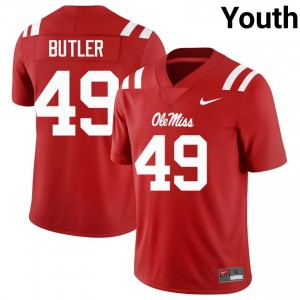Red #49 Ole Miss Rebels Tah'j Butler Youth Game-Ready NCAA Football Jersey - Premium Quality 46776312