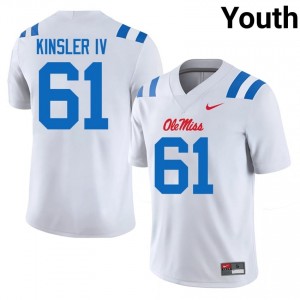 Tommy Kinsler IV #61 White Championship-Caliber Miss Rebels Youth College Embroidery Football Jersey - Pro-Grade 47873324