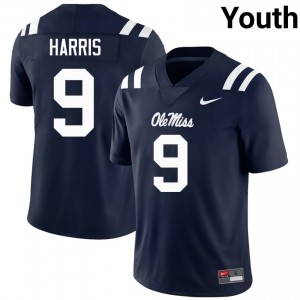 Tre Harris Pro-Level Navy #9 Rebels Youth Player Football Jersey - Top-Tier Gear 19363104