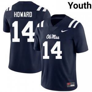Walker Howard Pro-Level Navy #14 Ole Miss Youth High School Football Jersey - Top-Tier Gear 39975725