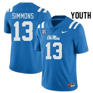 Austin Simmons Pro-Level Powder Blue #13 Rebels Youth Player Football Jersey - Top-Tier Gear 15976216
