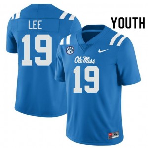 Cayden Lee Pro-Level Powder Blue #19 Ole Miss Youth NCAA Football Jersey - Top-Tier Gear 14836697