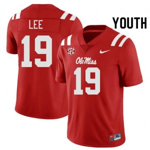 Ole Miss Rebels Elite Cayden Lee Red #19 Youth College Football Jersey - High-End Performance 34833566