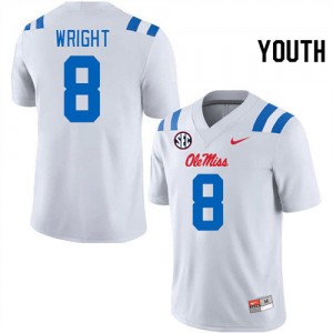 Dae'Quan Wright Pro-Level White #8 Ole Miss Youth NCAA Football Jersey - Top-Tier Gear 53890843