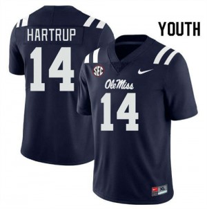 Izaiah Hartrup #14 Navy Championship-Caliber Rebels Youth Player Embroidery Football Jersey - Pro-Grade 95274525