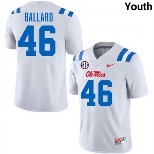 Jalen Ballard #46 White Championship-Caliber Ole Miss Youth NCAA Embroidery Football Jersey - Pro-Grade 69115604
