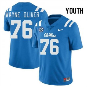 University of Mississippi Elite John Wayne Oliver Powder Blue #76 Youth High School Football Jersey - High-End Performance 95888619