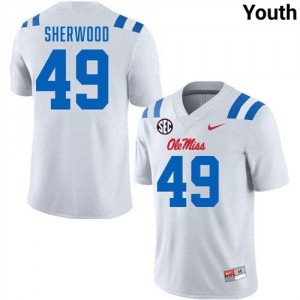 Kegan Sherwood Pro-Level White #49 Ole Miss Youth NCAA Football Jersey - Top-Tier Gear 33058586