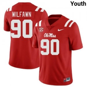 Red #90 Ole Miss Rebels Kortlen Wilfawn Youth Game-Ready College Football Jersey - Premium Quality 38585595