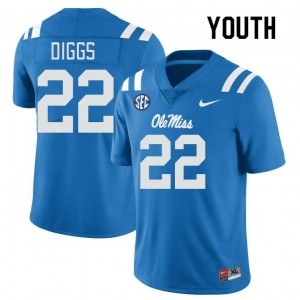 Powder Blue #22 University of Mississippi Logan Diggs Youth Game-Ready High School Football Jersey - Premium Quality 21160653