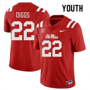 #22 Logan Diggs Red Ole Miss Top-Tier Youth NCAA Football Jersey - Elite-Level Performance 53162879