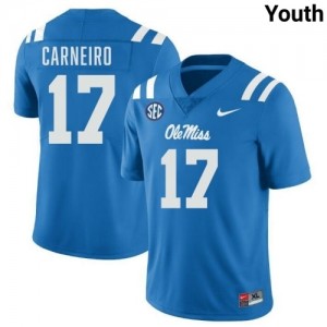Lucas Carneiro #17 Powder Blue Championship-Caliber Rebels Youth Player Embroidery Football Jersey - Pro-Grade 27187655