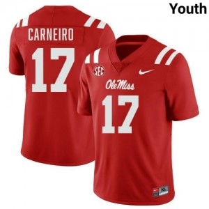 Ole Miss Rebels Elite Lucas Carneiro Red #17 Youth College Football Jersey - High-End Performance 29428814