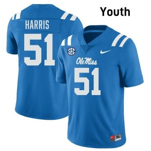 Zxavian Harris Pro-Level Powder Blue #51 Ole Miss Youth NCAA Football Jersey - Top-Tier Gear 27578519