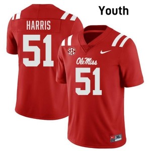 Red #51 University of Mississippi Zxavian Harris Youth Game-Ready High School Football Jersey - Premium Quality 53309015