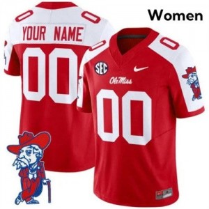 #00 Custom Red Ole Miss Top-Tier Women NCAA Football Jersey - Elite-Level Performance 80030518